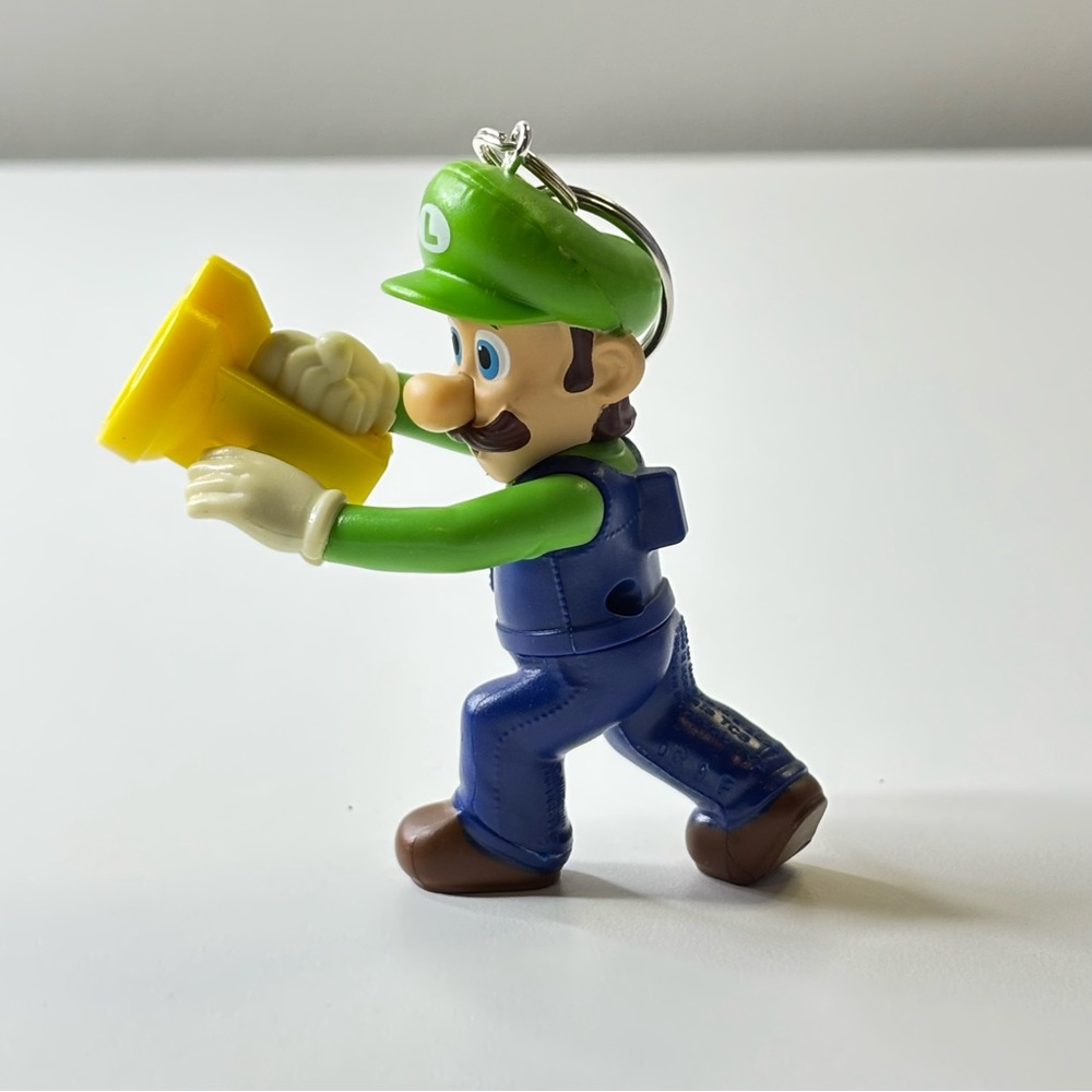 Luigi upcycled Action Figure Keychain - Green and Yellow